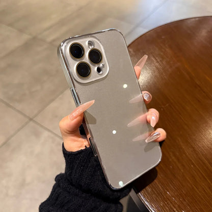 Tempered Glass iPhone Case with Camera Lens Shield & Plated Edges – Shockproof Protection for iPhone 11-17 Pro Max