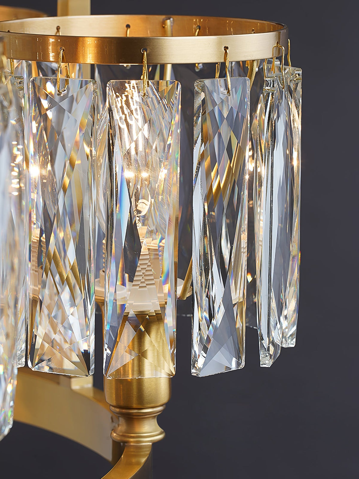 Crystal Hanging Light Fixture with Brass Frame 22 Inch for Dining Room Living Room Foyer Indoor Ceiling Lighting Classic Elegant Design