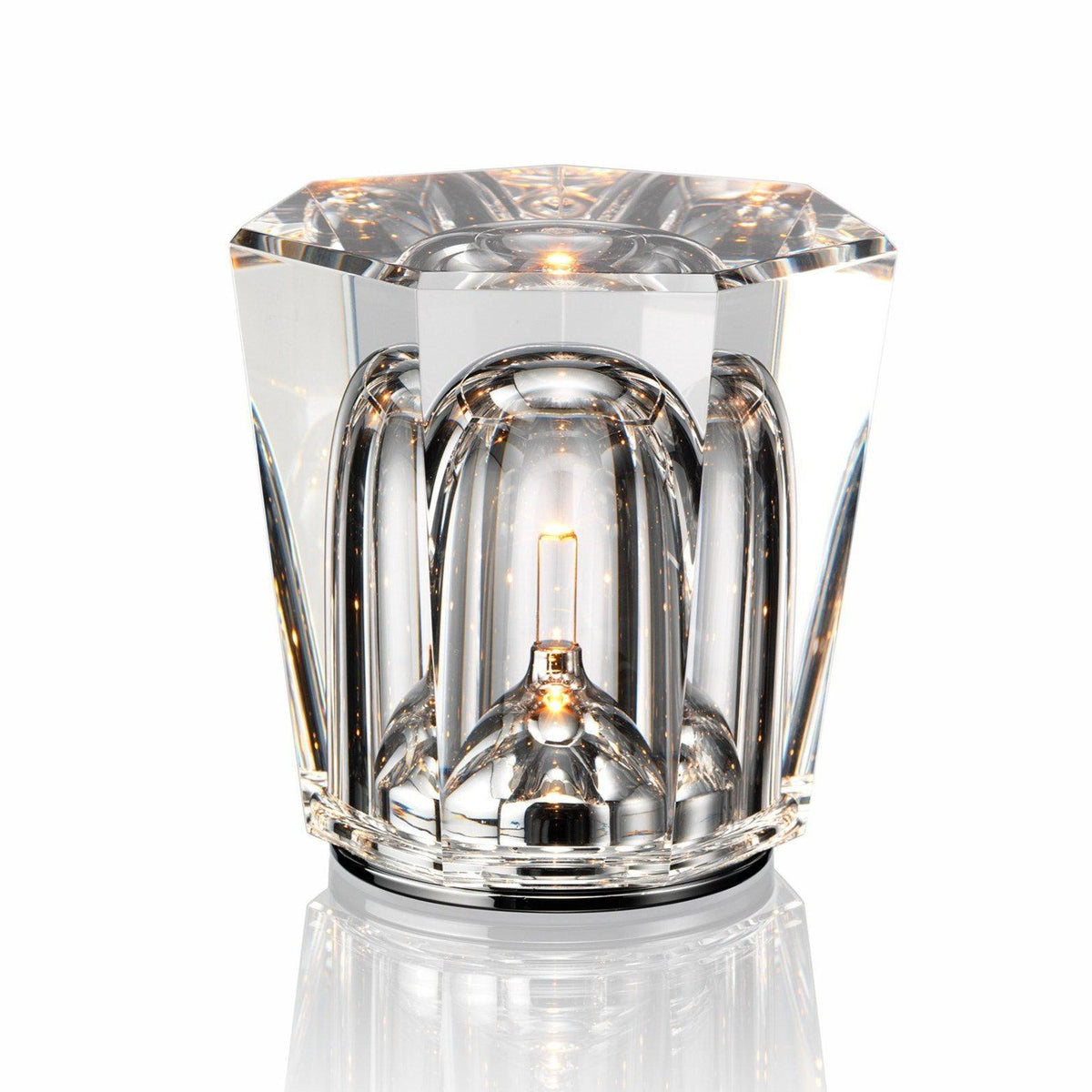 Rechargeable LED Accent Lamp with Crystal Reflective Glass – Compact Nightstand Light for Bedroom, Office Desk, Cozy Reading Nook