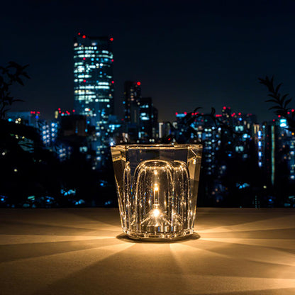 Rechargeable LED Accent Lamp with Crystal Reflective Glass – Compact Nightstand Light for Bedroom, Office Desk, Cozy Reading Nook