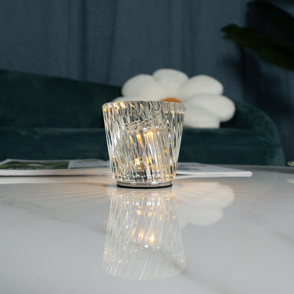 Rechargeable LED Accent Lamp with Crystal Reflective Glass – Compact Nightstand Light for Bedroom, Office Desk, Cozy Reading Nook
