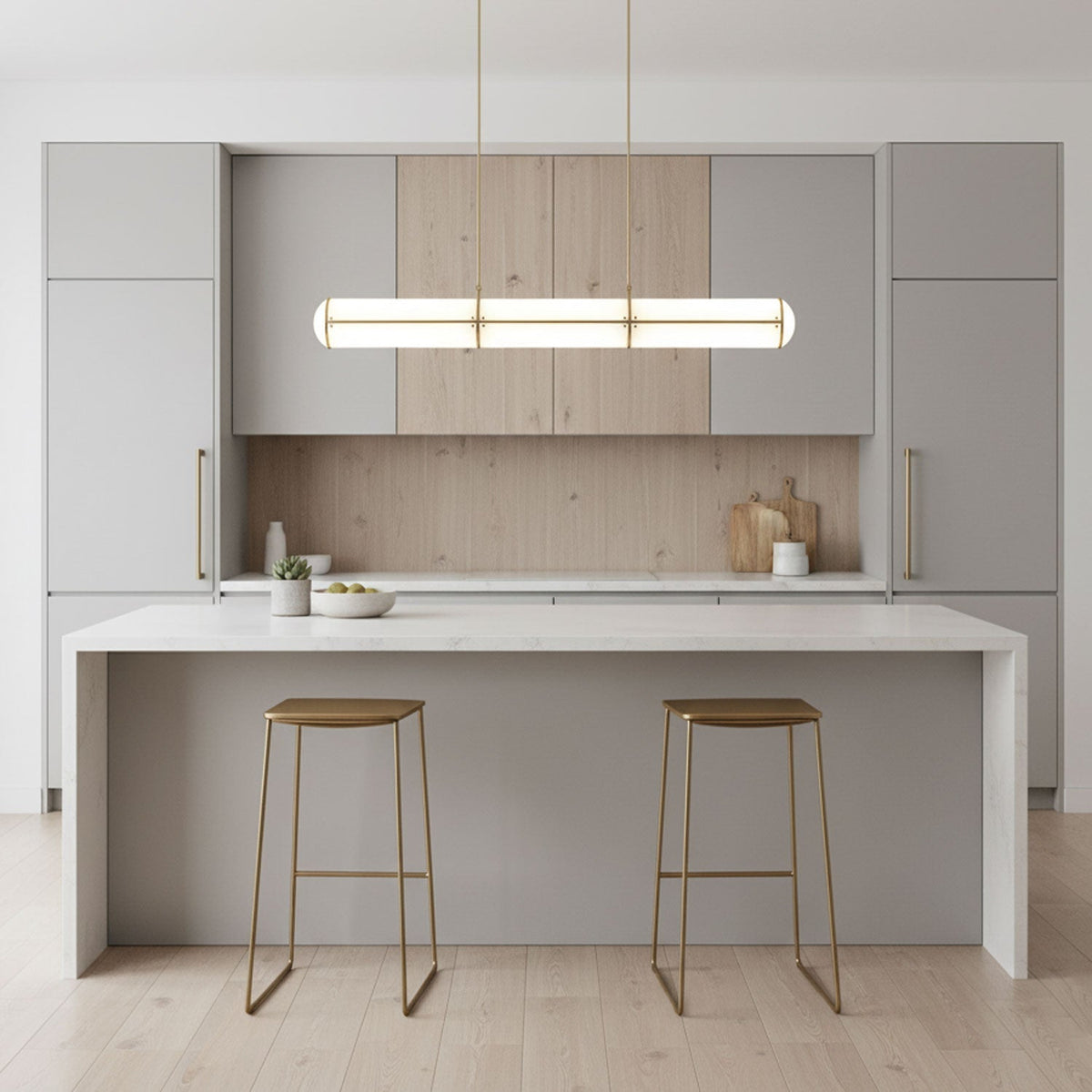 Linear Adjustable LED Overhead Fixture 59-Inch Metal Acrylic Three Color Temperatures for Dining Room Kitchen Living Space Modern Interior L