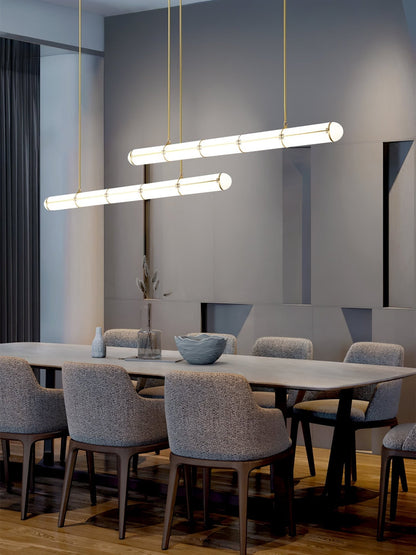Linear Adjustable LED Overhead Fixture 59-Inch Metal Acrylic Three Color Temperatures for Dining Room Kitchen Living Space Modern Interior L