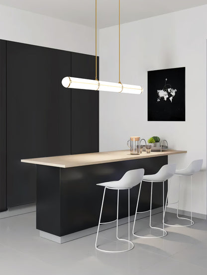 Linear Adjustable LED Overhead Fixture 59-Inch Metal Acrylic Three Color Temperatures for Dining Room Kitchen Living Space Modern Interior L