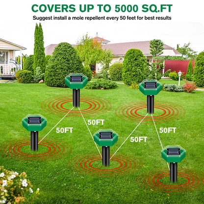 Solar Ultrasonic Spikes for Mole Repelling | 4-Pack Gopher & Vole Control