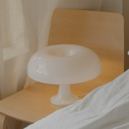 Mushroom Bedside Lamp with Soft Glow - 12.6 Inch Acrylic Nightstand Light for Bedroom Living Room Reading Nook - Retro Modern Ambient Lighti