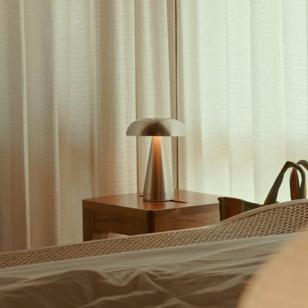 Cordless Touch Lamp Metal Rechargeable 8.5 in Portable Light Indoor Outdoor Patio Dining Bedside Nightstand Ambient USB-C 3 Brightness Level