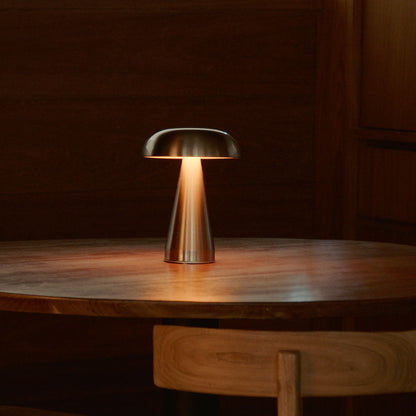 Cordless Touch Lamp Metal Rechargeable 8.5 in Portable Light Indoor Outdoor Patio Dining Bedside Nightstand Ambient USB-C 3 Brightness Level