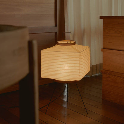 Geometric Paper Lantern Stand Lamp White 24 inch Tall Zen Décor Soft Glow Minimal Japanese Ambient Light Reading Nook Bedroom Living Space