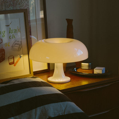 Mushroom Bedside Lamp with Soft Glow - 12.6 Inch Acrylic Nightstand Light for Bedroom Living Room Reading Nook - Retro Modern Ambient Lighti