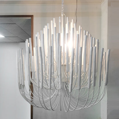 Layered Stick Pendant Light Fixture Metal Construction Adjustable Height Dining Room Entryway Foyer Modern Overhead Illumination Statement P