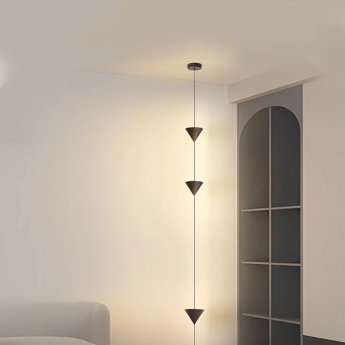 Lámpara de poste con barra de tensión LED cálida, altura ajustable de 11.5 pies, luz de columna vertical minimalista moderna para dormitorio, sala de estar, oficina en casa, ambiente
