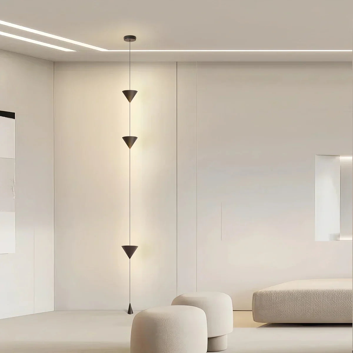 Lámpara de poste con barra de tensión LED cálida, altura ajustable de 11.5 pies, luz de columna vertical minimalista moderna para dormitorio, sala de estar, oficina en casa, ambiente