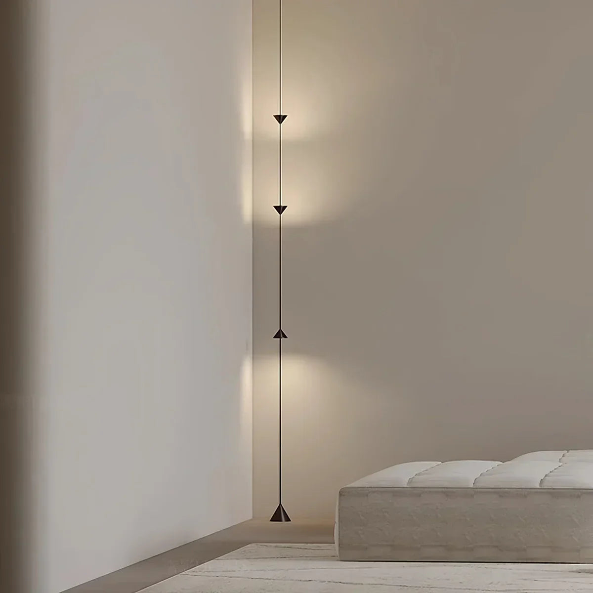 Lámpara de poste con barra de tensión LED cálida, altura ajustable de 11.5 pies, luz de columna vertical minimalista moderna para dormitorio, sala de estar, oficina en casa, ambiente