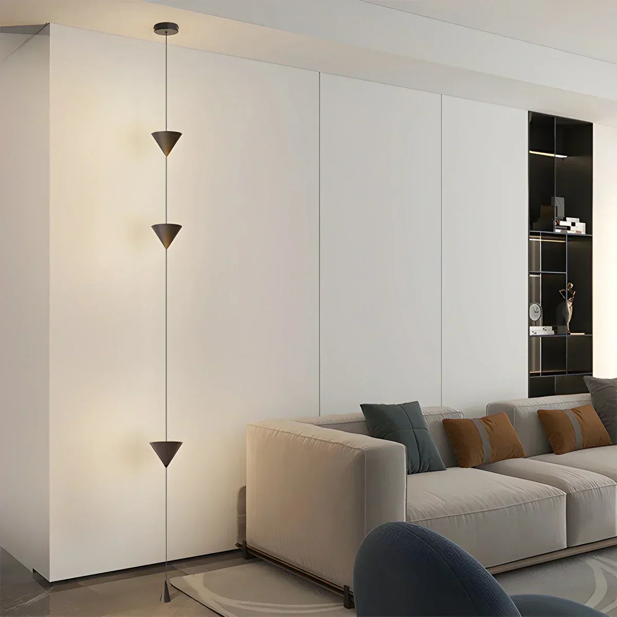 Lámpara de poste con barra de tensión LED cálida, altura ajustable de 11.5 pies, luz de columna vertical minimalista moderna para dormitorio, sala de estar, oficina en casa, ambiente