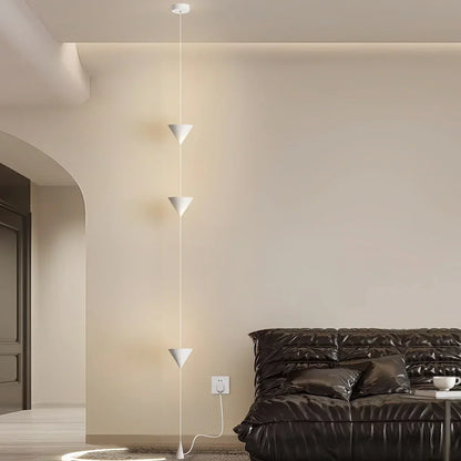 Lámpara de poste con barra de tensión LED cálida, altura ajustable de 11.5 pies, luz de columna vertical minimalista moderna para dormitorio, sala de estar, oficina en casa, ambiente