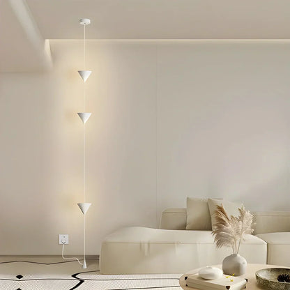 Lámpara de poste con barra de tensión LED cálida, altura ajustable de 11.5 pies, luz de columna vertical minimalista moderna para dormitorio, sala de estar, oficina en casa, ambiente