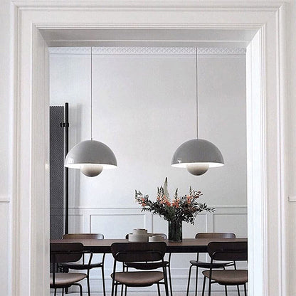 Metal Dome Pendant Light 9 in Adjustable E26 for Dining Table Kitchen Island Bedroom Mid-Century Modern Hanging Fixture