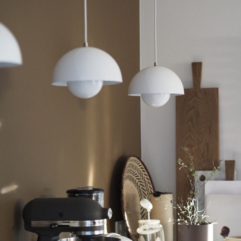 Metal Dome Pendant Light 9 in Adjustable E26 for Dining Table Kitchen Island Bedroom Mid-Century Modern Hanging Fixture