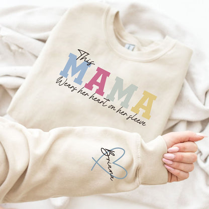 Custom Embroidered Family Name Sweatshirt with Personalized Sleeve Design for Mom Dad Kids Gift