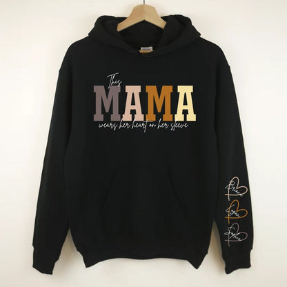 Custom Embroidered Family Name Sweatshirt with Personalized Sleeve Design for Mom Dad Kids Gift