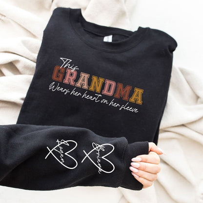 Custom Embroidered Family Name Sweatshirt with Personalized Sleeve Design for Mom Dad Kids Gift