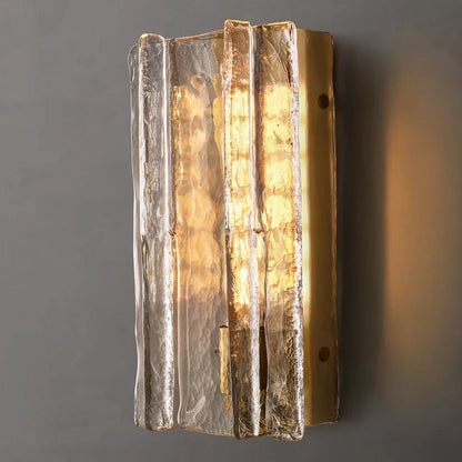 Textured Glass Wall Light Fixture Steel Frame Mid-Century Sconce for Living Room Bedroom Hallway Entryway