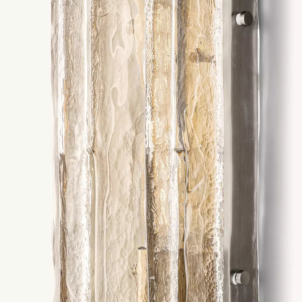 Textured Glass Wall Light Fixture Steel Frame Mid-Century Sconce for Living Room Bedroom Hallway Entryway