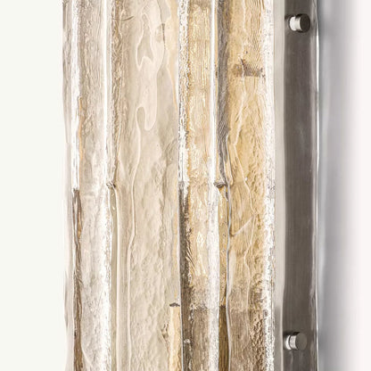 Textured Glass Wall Light Fixture Steel Frame Mid-Century Sconce for Living Room Bedroom Hallway Entryway