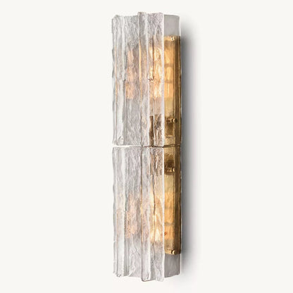 Textured Glass Wall Light Fixture Steel Frame Mid-Century Sconce for Living Room Bedroom Hallway Entryway