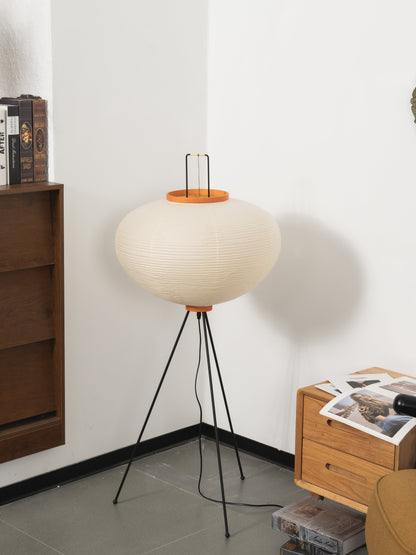 Handcrafted Paper Shade Tripod Standing Lamp 20 in White for Living Room Bedroom Reading Nook Accent Light Japandi Minimalist Decor