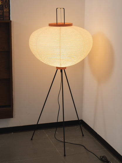 Handcrafted Paper Shade Tripod Standing Lamp 20 in White for Living Room Bedroom Reading Nook Accent Light Japandi Minimalist Decor