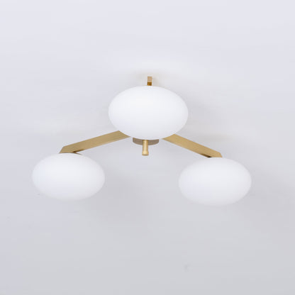 Five-Arm Flush Mount Ceiling Fixture with Milky White Shades in Warm Gold Finish for Kitchen Island Bedroom Hallway Entry Foyer Low Profile