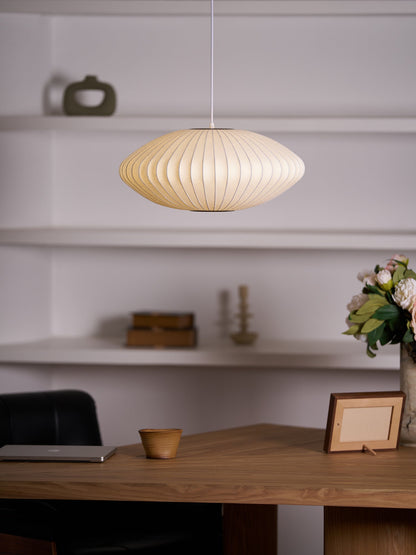Steel Wire Silk Shade Ceiling Light 20 in White for Kitchen Island Dining Room Modern Pendant Lamp Hanging Fixture Adjustable Cord E26 Base