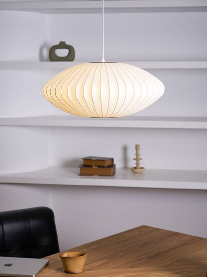 Steel Wire Silk Shade Ceiling Light 20 in White for Kitchen Island Dining Room Modern Pendant Lamp Hanging Fixture Adjustable Cord E26 Base
