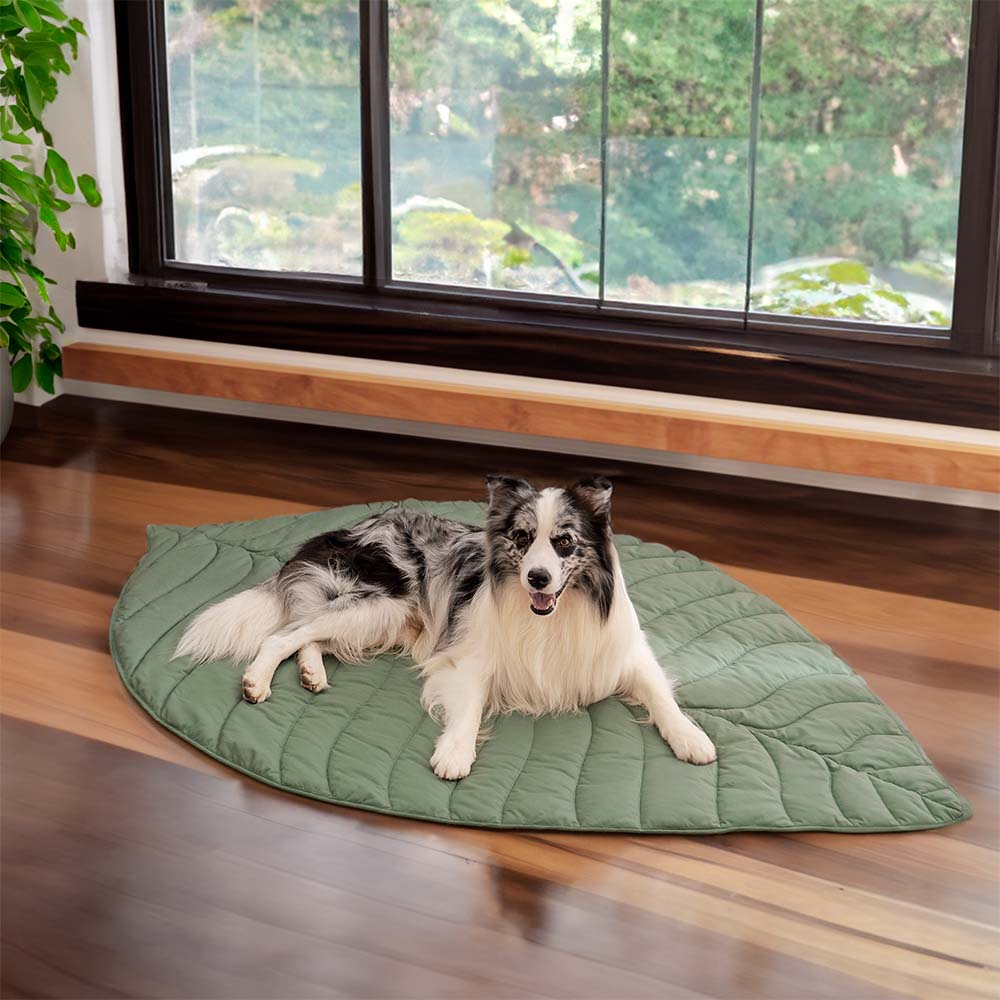 Botanical Leaf-Shaped Pet Throw Blanket - Soft Cotton-Polyester Cover for Dogs & Cats - Machine Washable Couch Protector & Floor Mat for