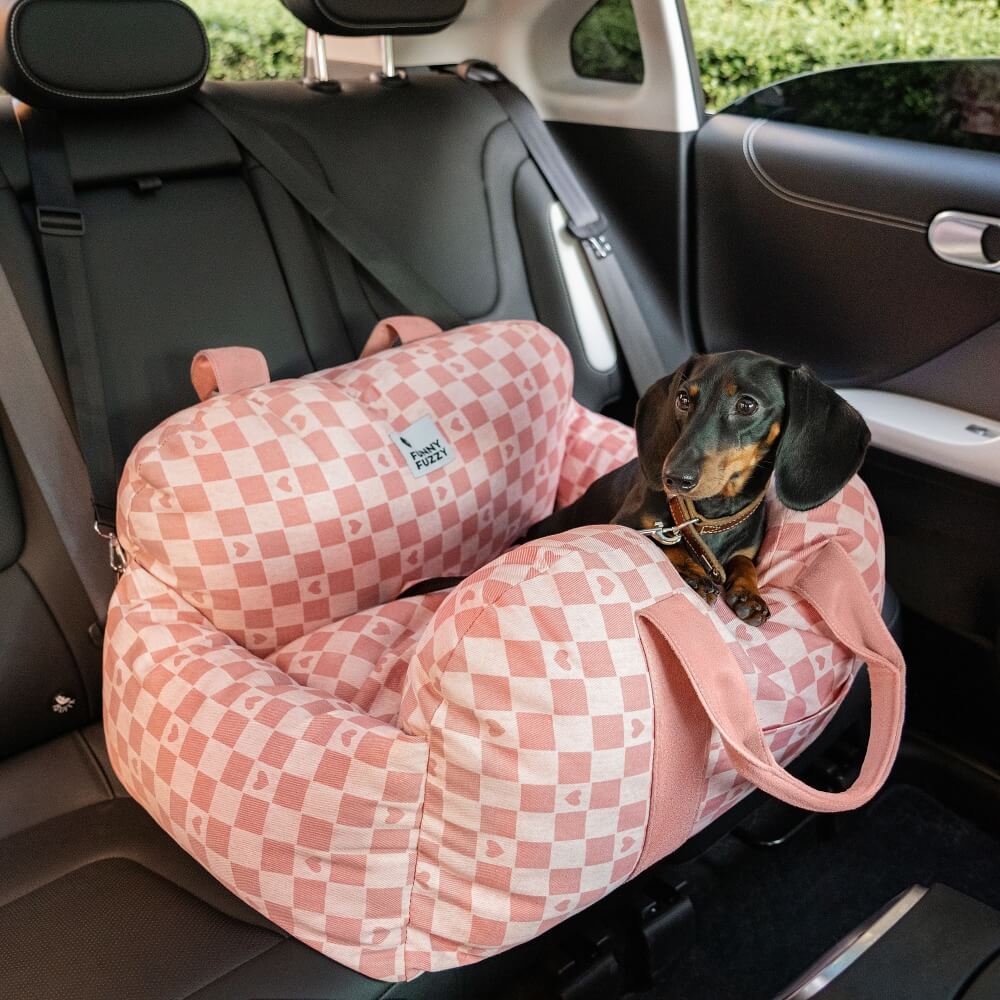 Portable Pet Carrier Booster Seat with Safety Harness and Washable Cover for Small Dogs