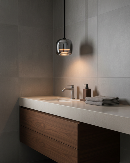 Glass Hanging Lamp 6.3 Inch Smoke Gray LED for Kitchen Island Dining Area Ceiling Mount Modern Minimalist Interior Lighting