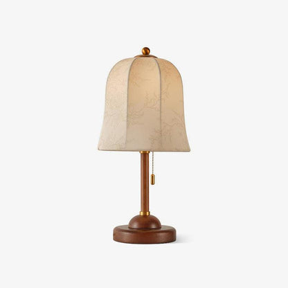 Nightstand Lamp with Fabric Shade 9-Inch Dimmable Task Light Copper Walnut Finish Bedroom Reading Side Table Lighting Home Decor