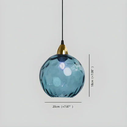 Spherical Glass Ceiling Fixture E26 Socket 8-Inch Gray Shade for Dining Areas Bedrooms Kitchens Adjustable Cord Ambient Fixture