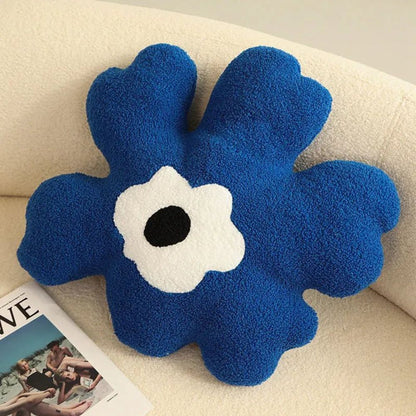 Cojín Dazzle Flower - Tejido de felpa, diseño de margarita abstracta