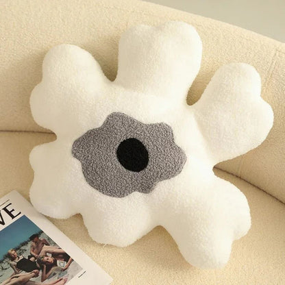 Cojín Dazzle Flower - Tejido de felpa, diseño de margarita abstracta