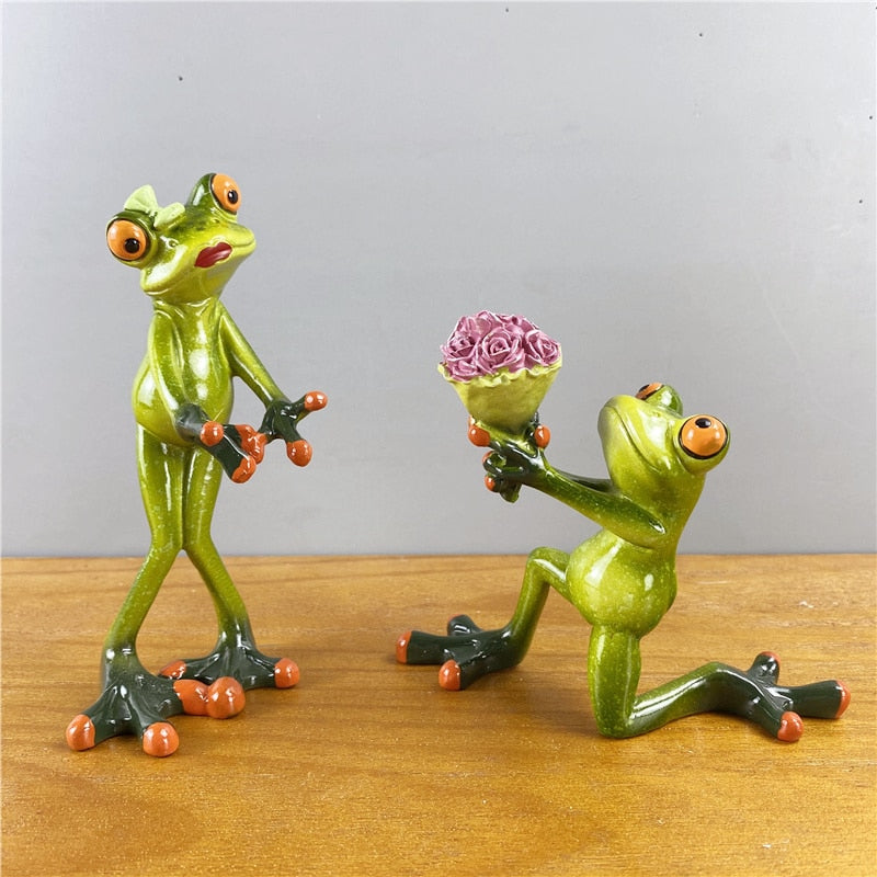 Decorative Resin Frog Sculpture for Home and Office - Unique Design, Durable Material