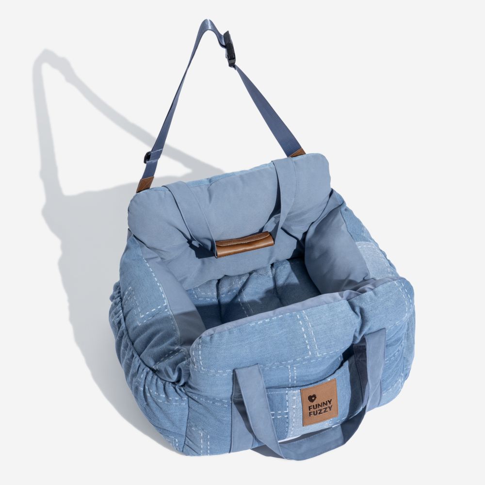 Dog Car Seat Booster Bed for Large Pets – Portable Travel Carrier with Shoulder Strap, Washable Cotton Cushion for SUV Truck Sedan – Safe