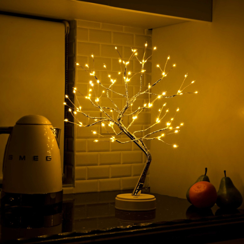 Illuminated Bonsai Tree Sculpture with LED Lights for Home Decor | Decorative Tabletop Tree Lamp Ambient Lighting for Bedroom Living Room