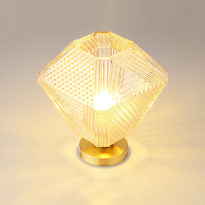 Geometric Glass Pendant Light with Faceted Shade | Polished Metal Hanging Fixture for Kitchen Island Entryway Breakfast Nook Hallway