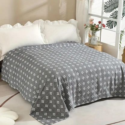 Triple-Layer Cotton Gauze Throw Blanket Lightweight Breathable Geometric Diamond Texture Year-Round Bedding for Twin Full Queen
