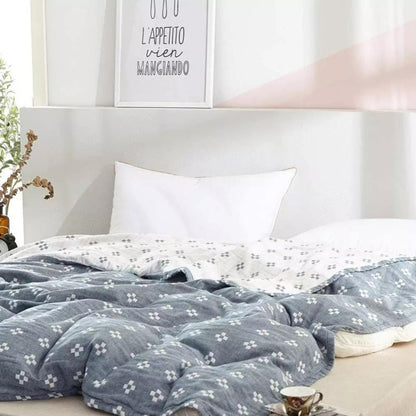 Triple-Layer Cotton Gauze Throw Blanket Lightweight Breathable Geometric Diamond Texture Year-Round Bedding for Twin Full Queen