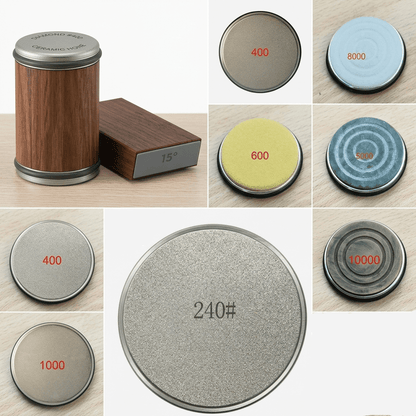 Diana Knife Sharpener Set - Diamond Grinder with Wooden Base