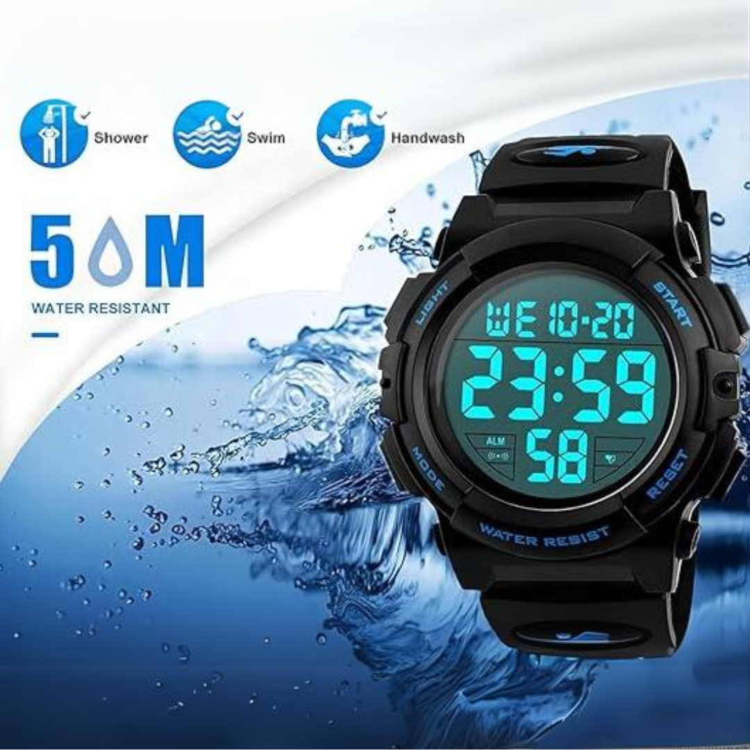Reloj deportivo digital | Diseño resistente al agua con pantalla LED grande | Durabilidad de grado militar para aventuras al aire libre